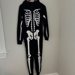 Just Love Black Skeleton Adult Onesie with White Bone Print Size M